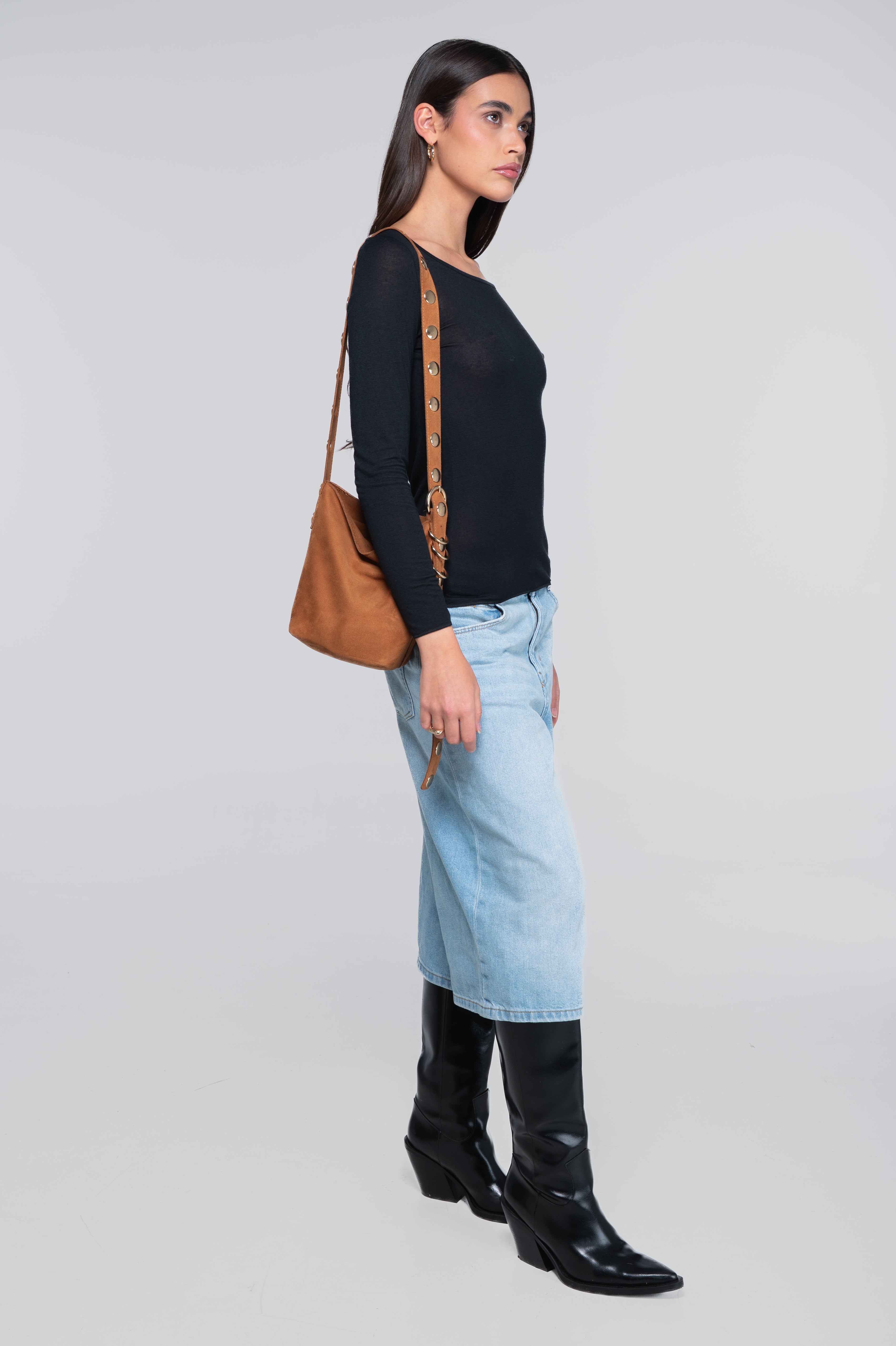 Modal cashmere long sleeves roundneck shirt 1481