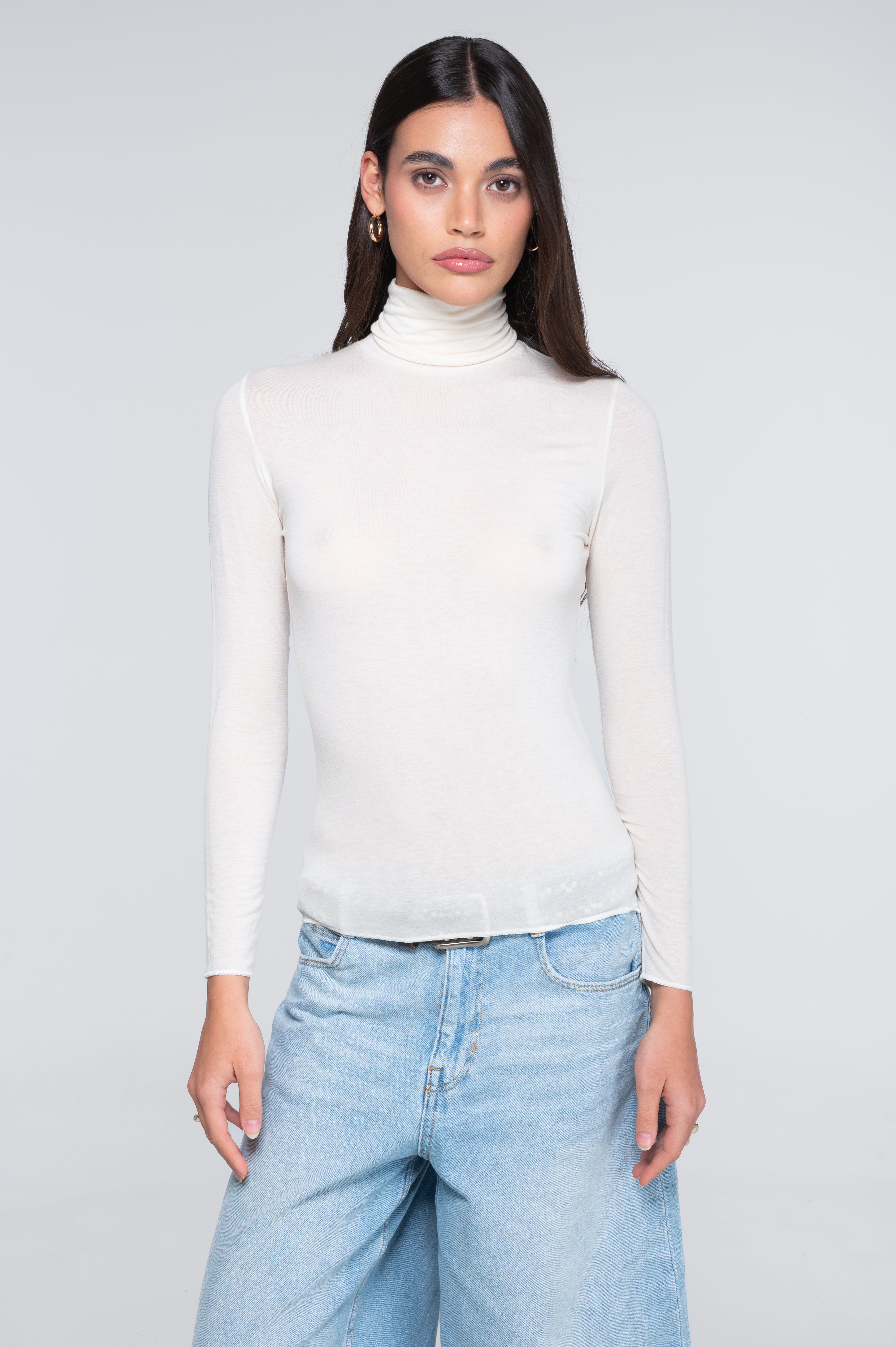 Modal cashmere long sleeves turtleneck shirt 1482