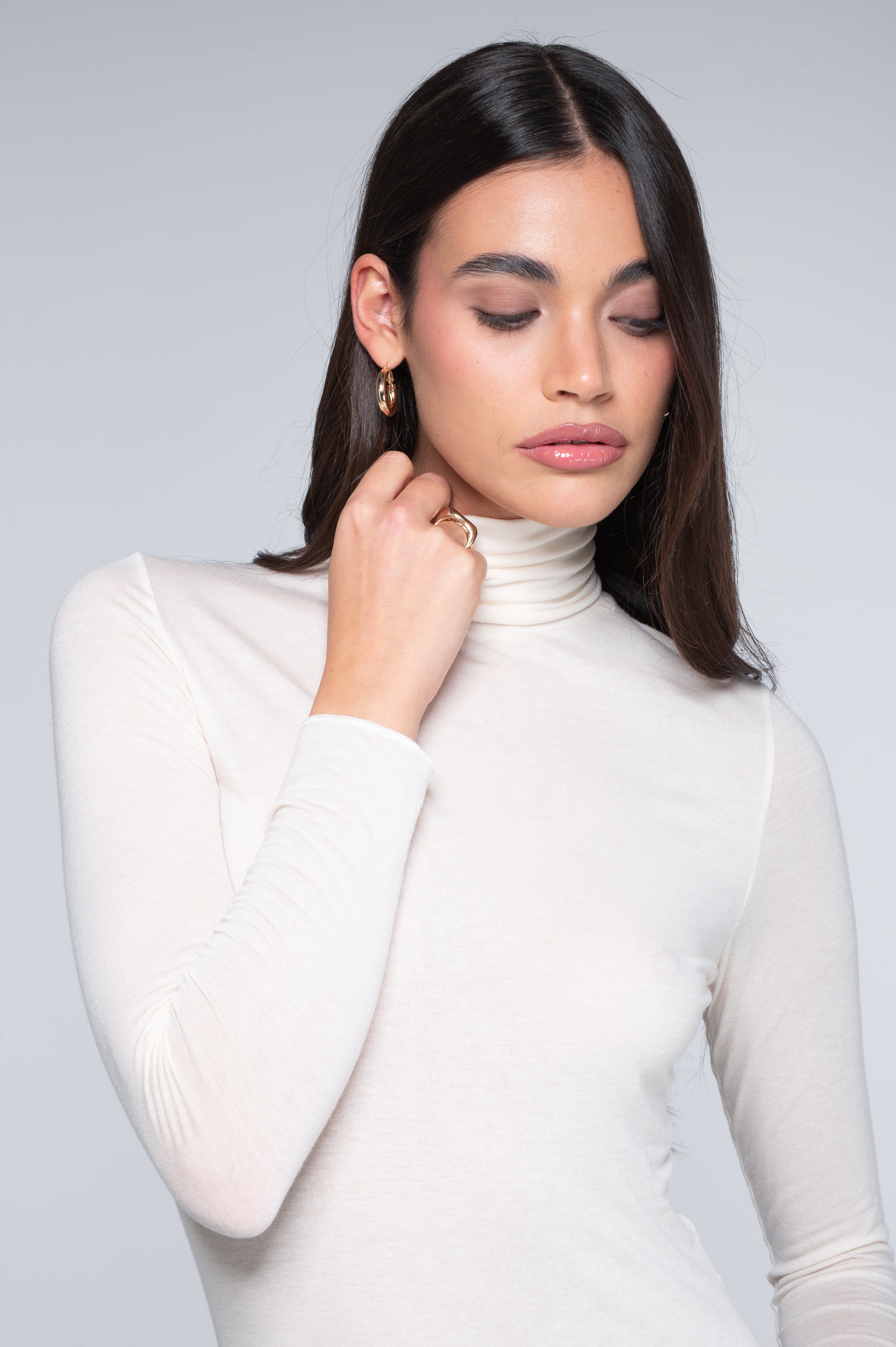 Modal cashmere long sleeves turtleneck shirt 1482