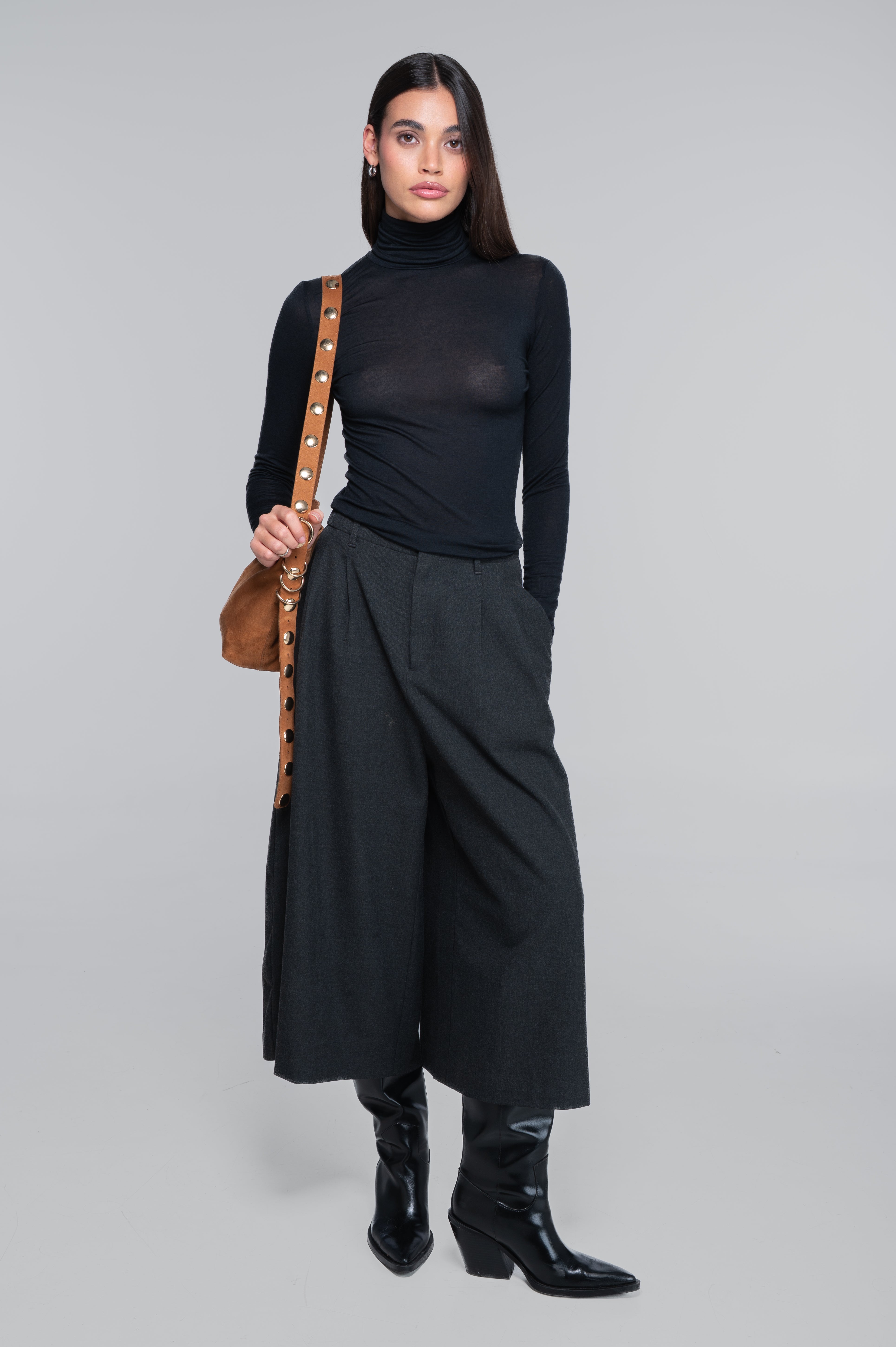 Modal cashmere long sleeves turtleneck shirt 1482