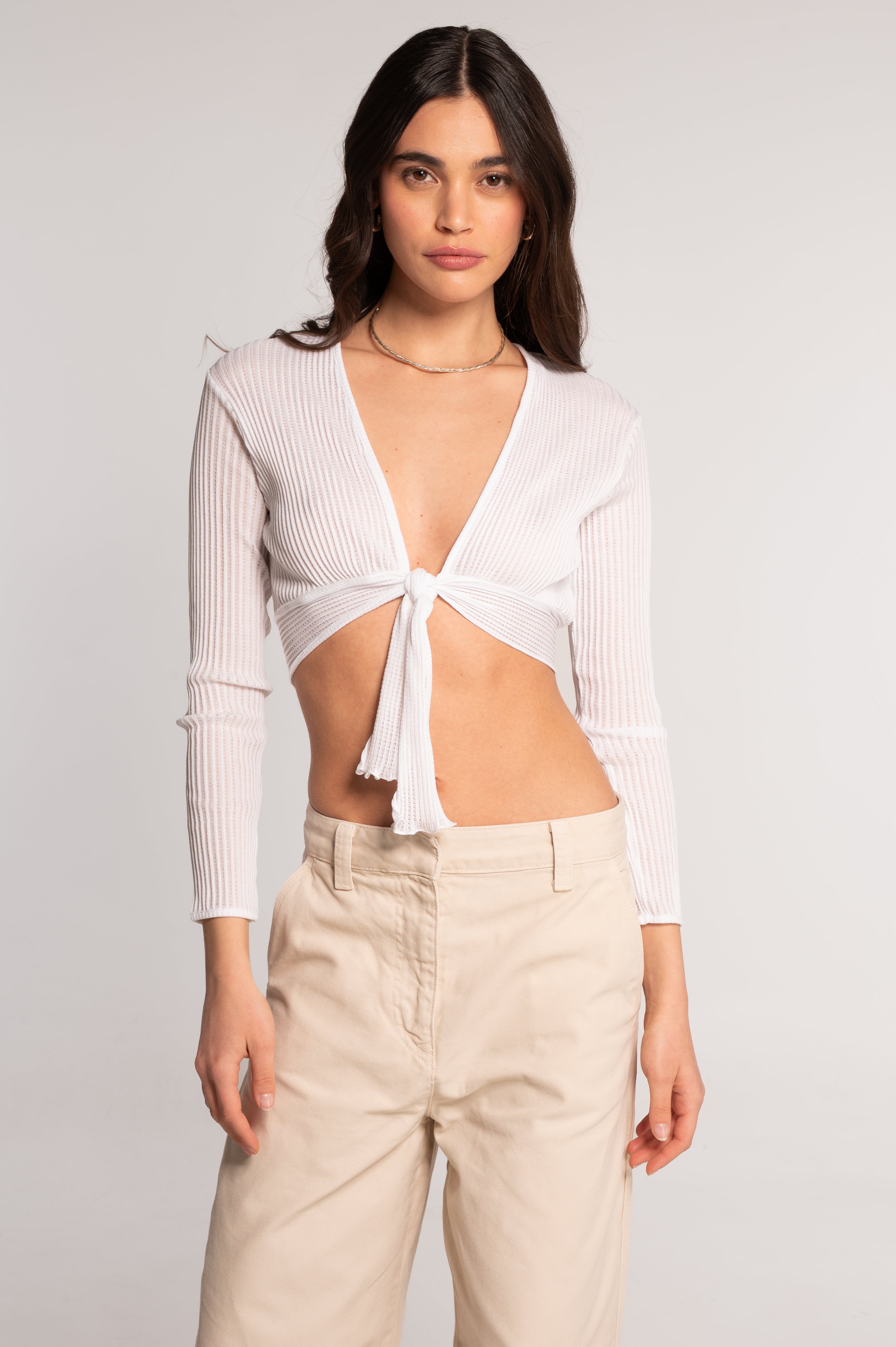 Cropped cardigan in ajouré Filoscozia 3110