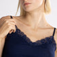 Spaghetti Top in Wool and Silk with Leavers Lace 3408 - Oscalito