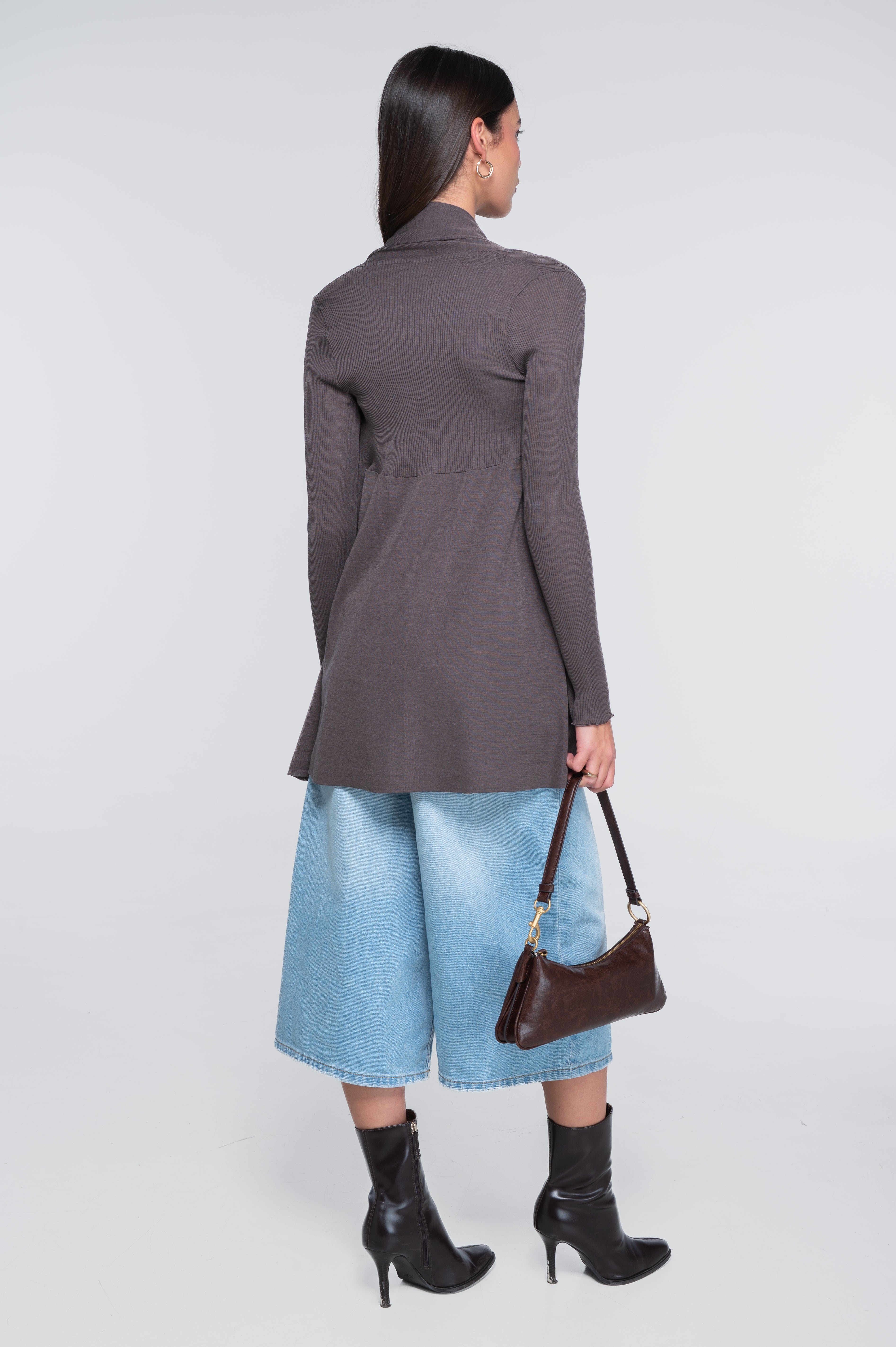 Wool and silk long sleeves cardigan 3463