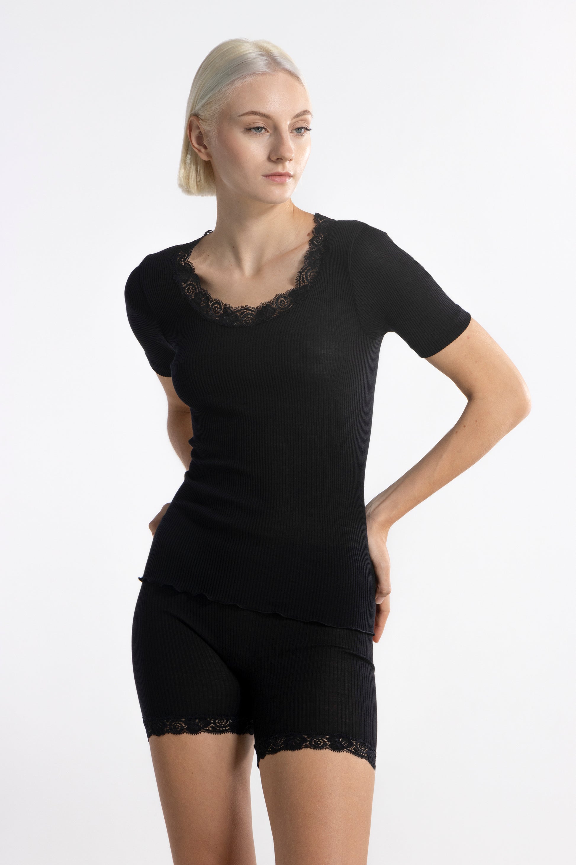 Round Neck T-Shirt in Wool and Silk 3414 - Oscalito