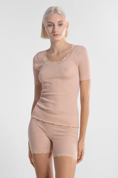 Round Neck T-Shirt in Wool and Silk 3414 - Oscalito