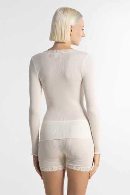 Longsleeves Shirt in Wool and Silk 3416 - Oscalito