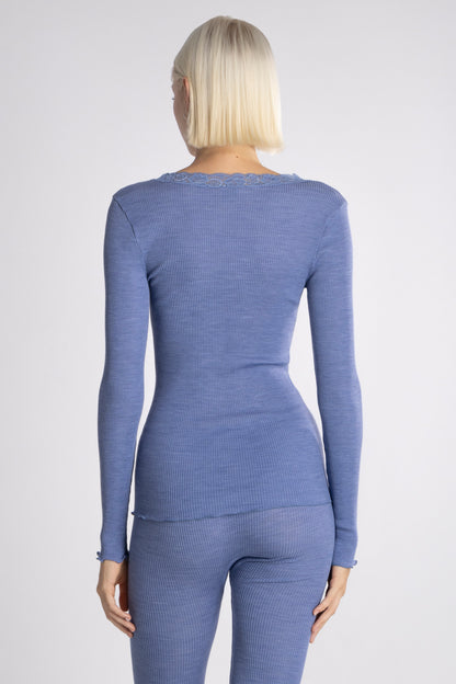 Longsleeves Shirt in Wool and Silk 3416 - Oscalito