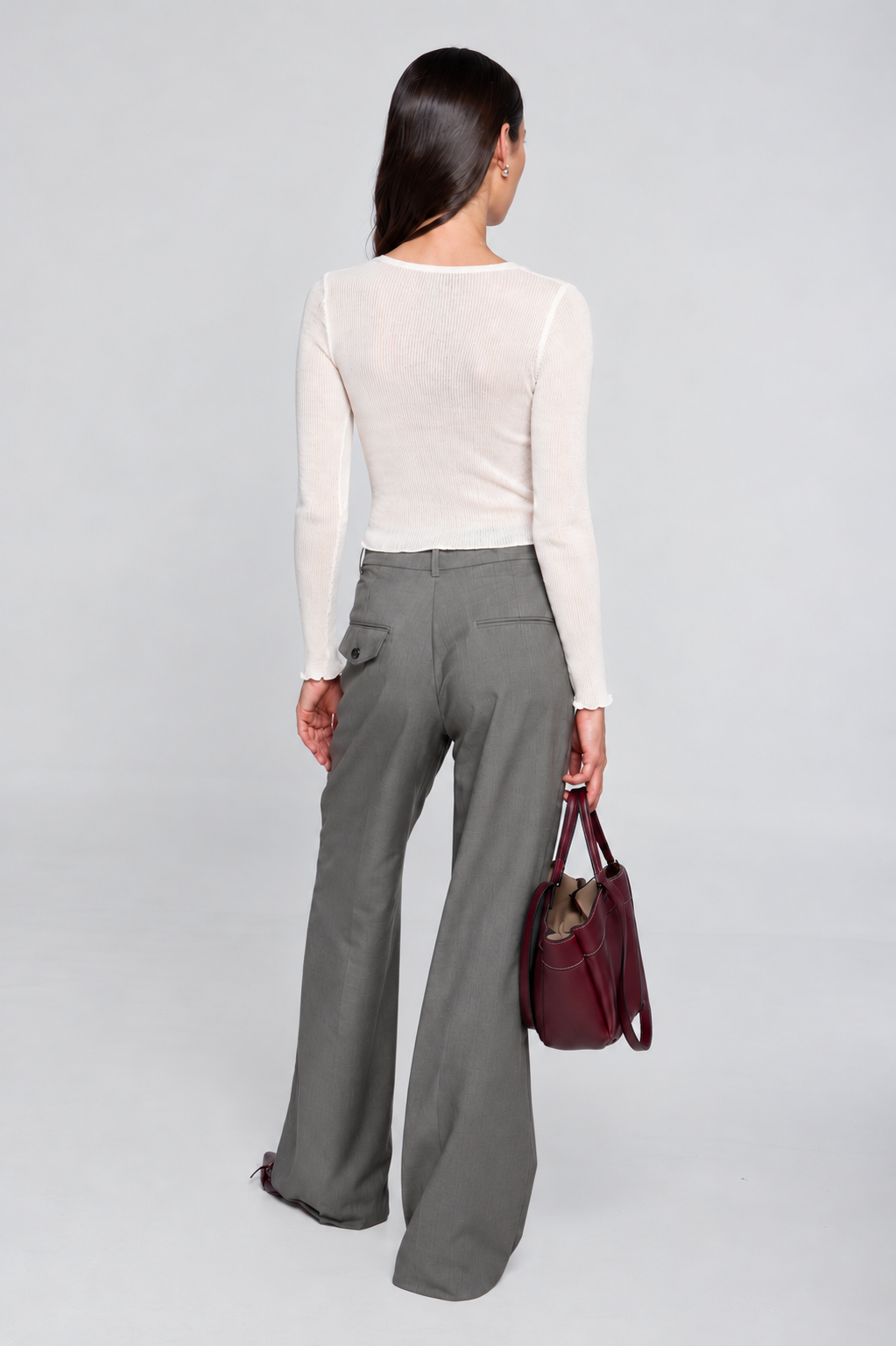 Round Neck Longsleeves Shirt in wool and Silk 3426