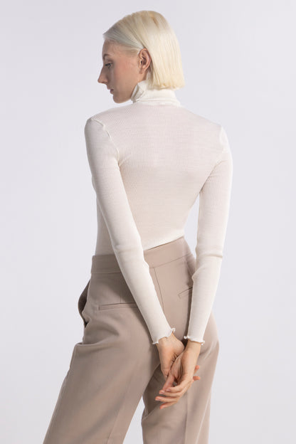 Tubolar Long Sleeves Mock Turtleneck Wool and Silk 3429 - Oscalito