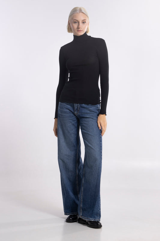 Tubolar Long Sleeves Mock Turtleneck Wool and Silk 3429 - Oscalito