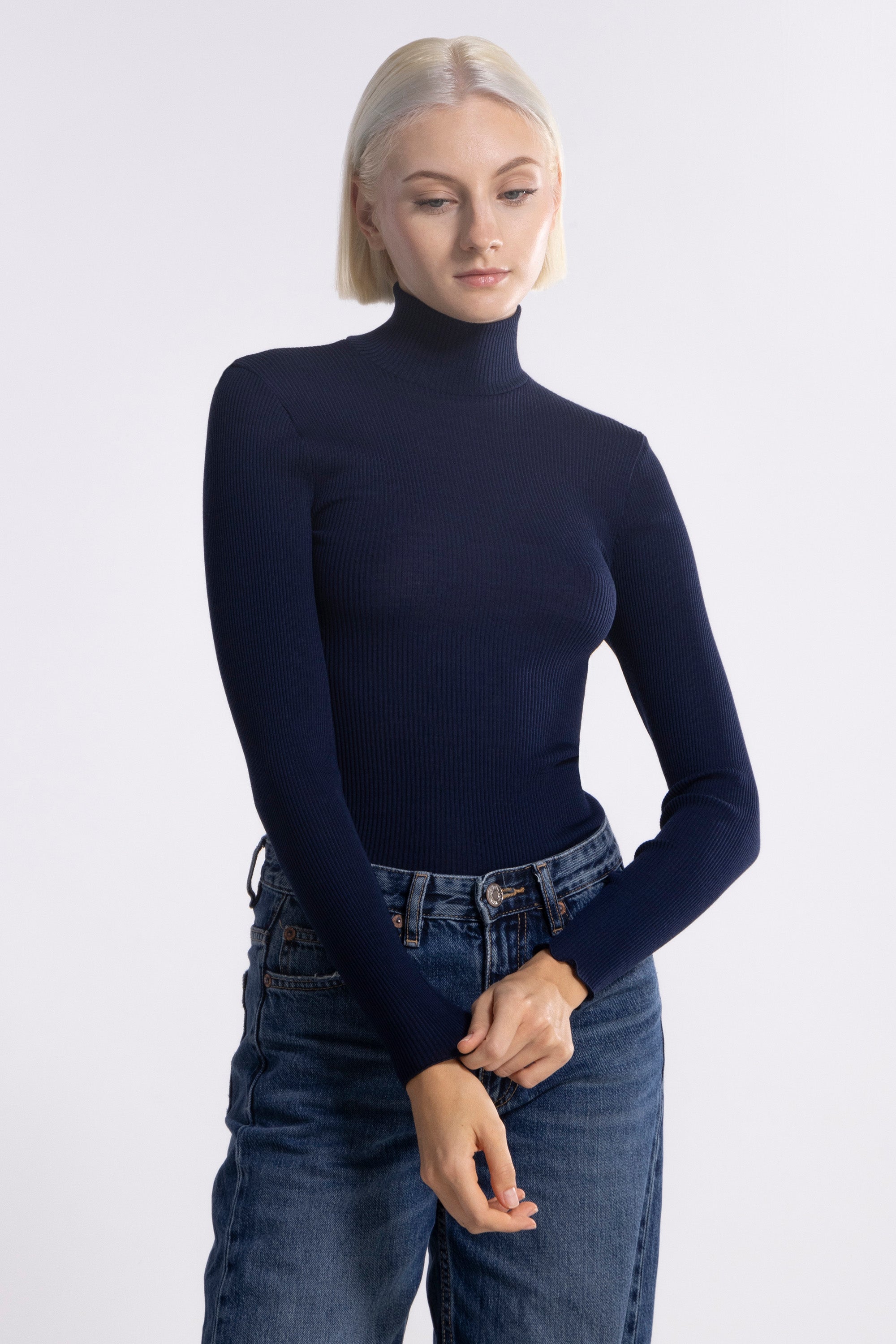 Silk hotsell mock turtleneck