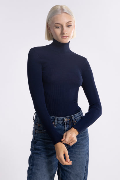 Tubolar Long Sleeves Mock Turtleneck Wool and Silk 3429 - Oscalito