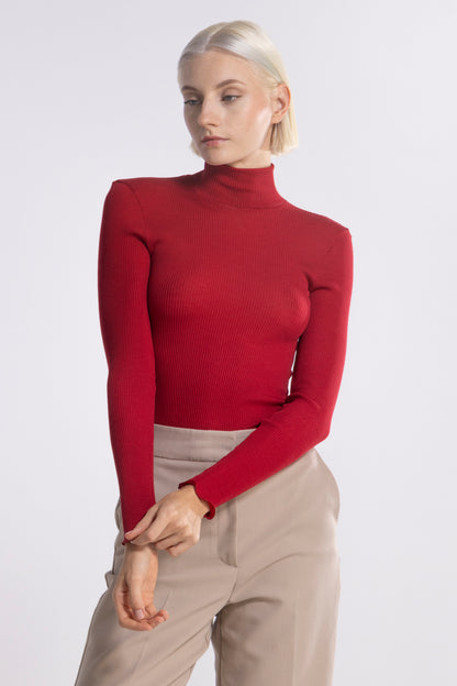 Tubolar Long Sleeves Mock Turtleneck Wool and Silk 3429 - Oscalito