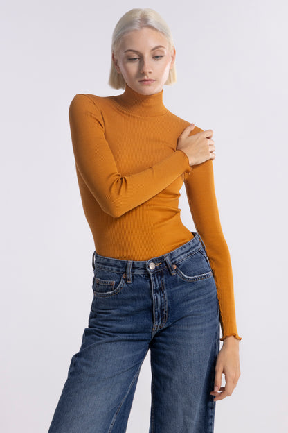 Tubolar Long Sleeves Mock Turtleneck Wool and Silk 3429 - Oscalito