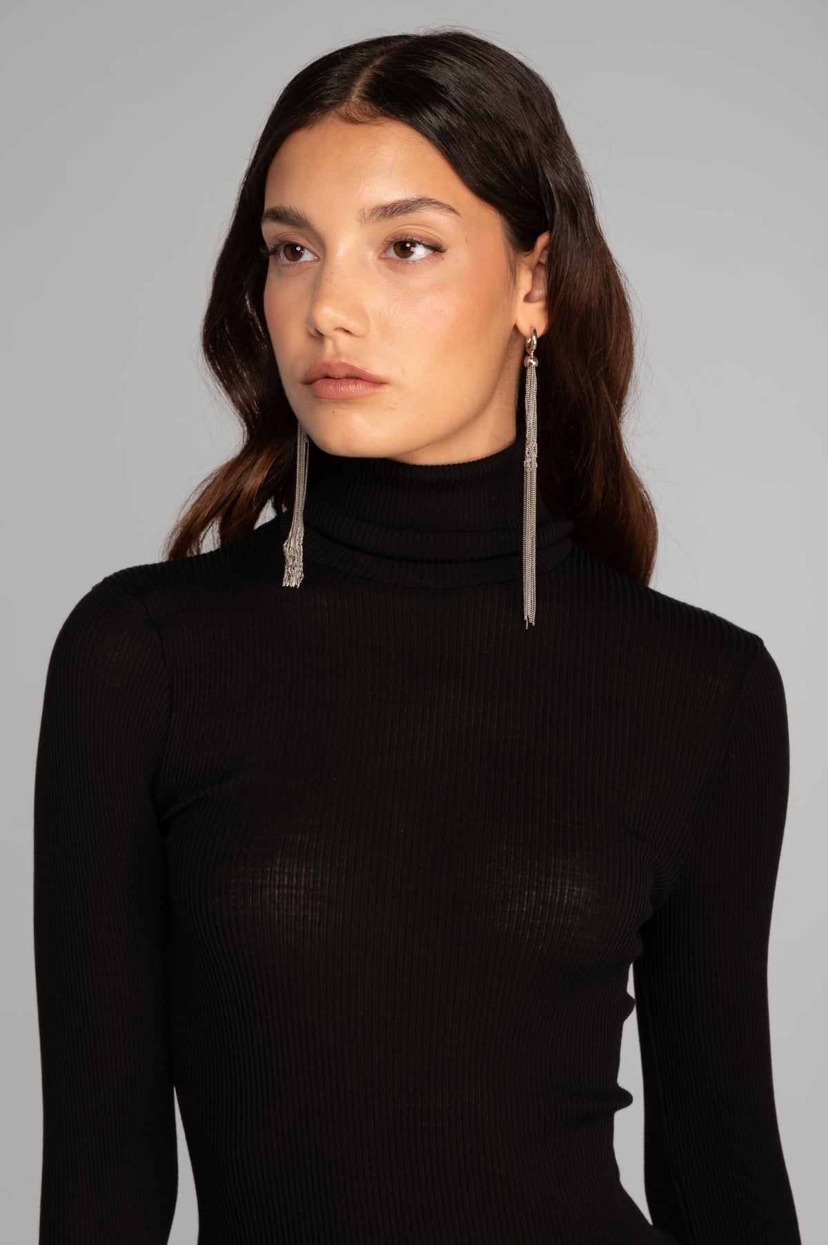 Maglia a collo alto in lana e seta a maniche lunghe 3438