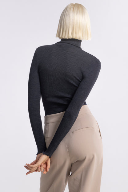 Long-Sleeved Turtleneck shirt in Wool and Silk 3438 - Oscalito