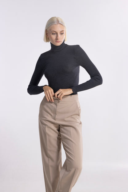 Long-Sleeved Turtleneck shirt in Wool and Silk 3438 - Oscalito