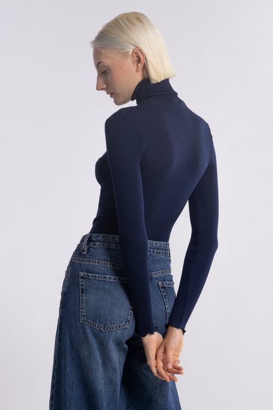 Long-Sleeved Turtleneck shirt in Wool and Silk 3438 - Oscalito