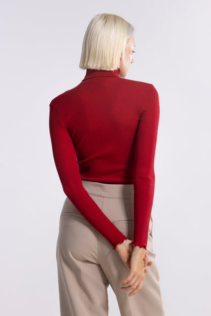 Long-Sleeved Turtleneck shirt in Wool and Silk 3438 - Oscalito