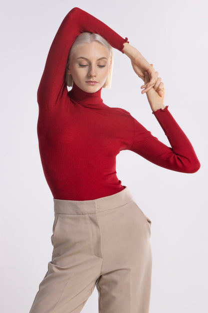 Long-Sleeved Turtleneck shirt in Wool and Silk 3438 - Oscalito