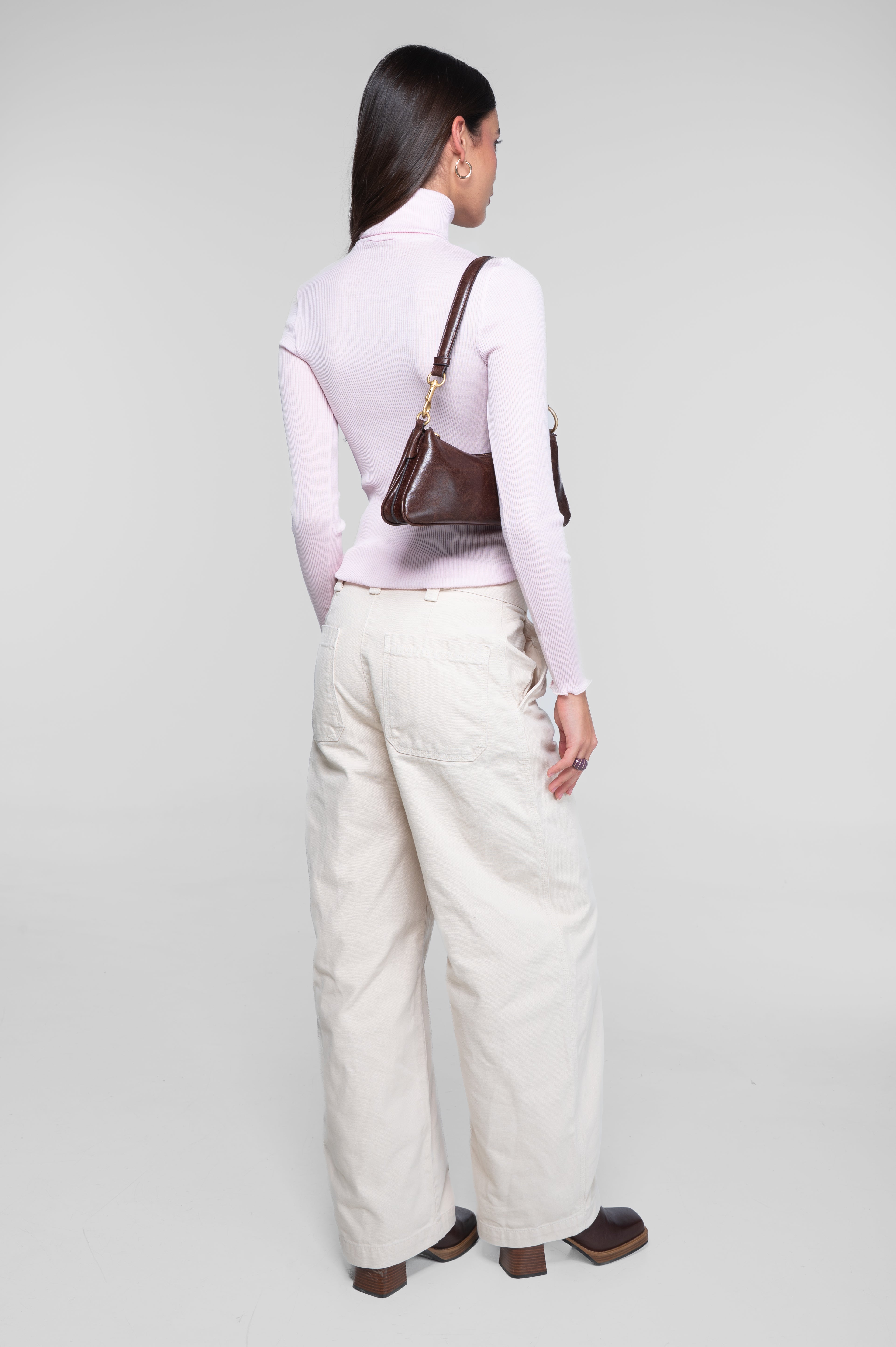 Wool and silk long sleeves turtleneck shirt 3438