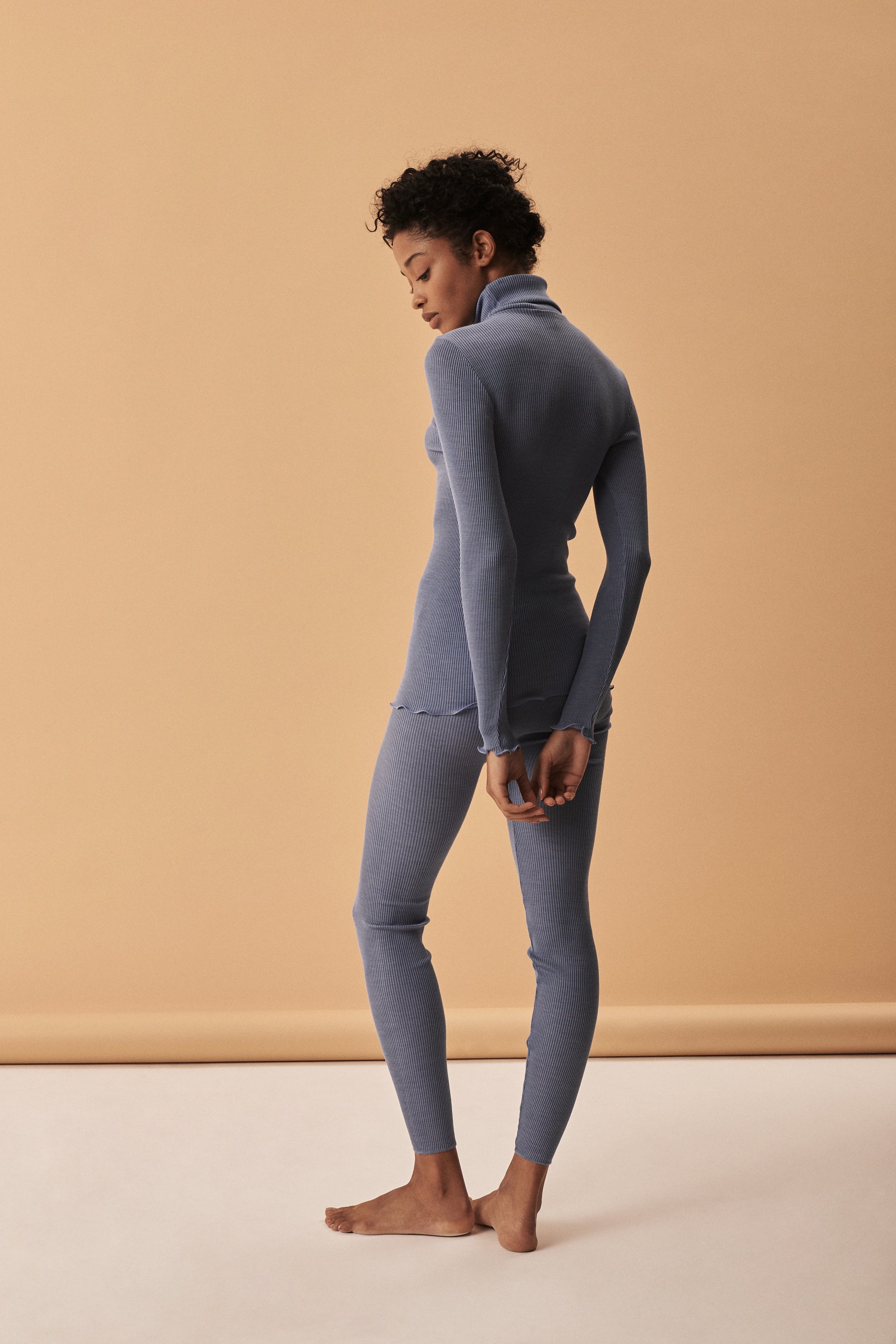 Long-Sleeved Turtleneck shirt in Wool and Silk 3438 - Oscalito
