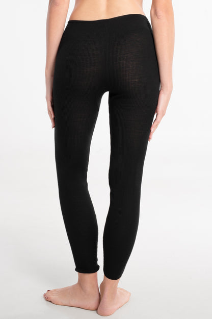 Leggings tubolari a coste in lana e seta 3449