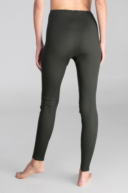 Leggings tubolari a coste in lana e seta 3449