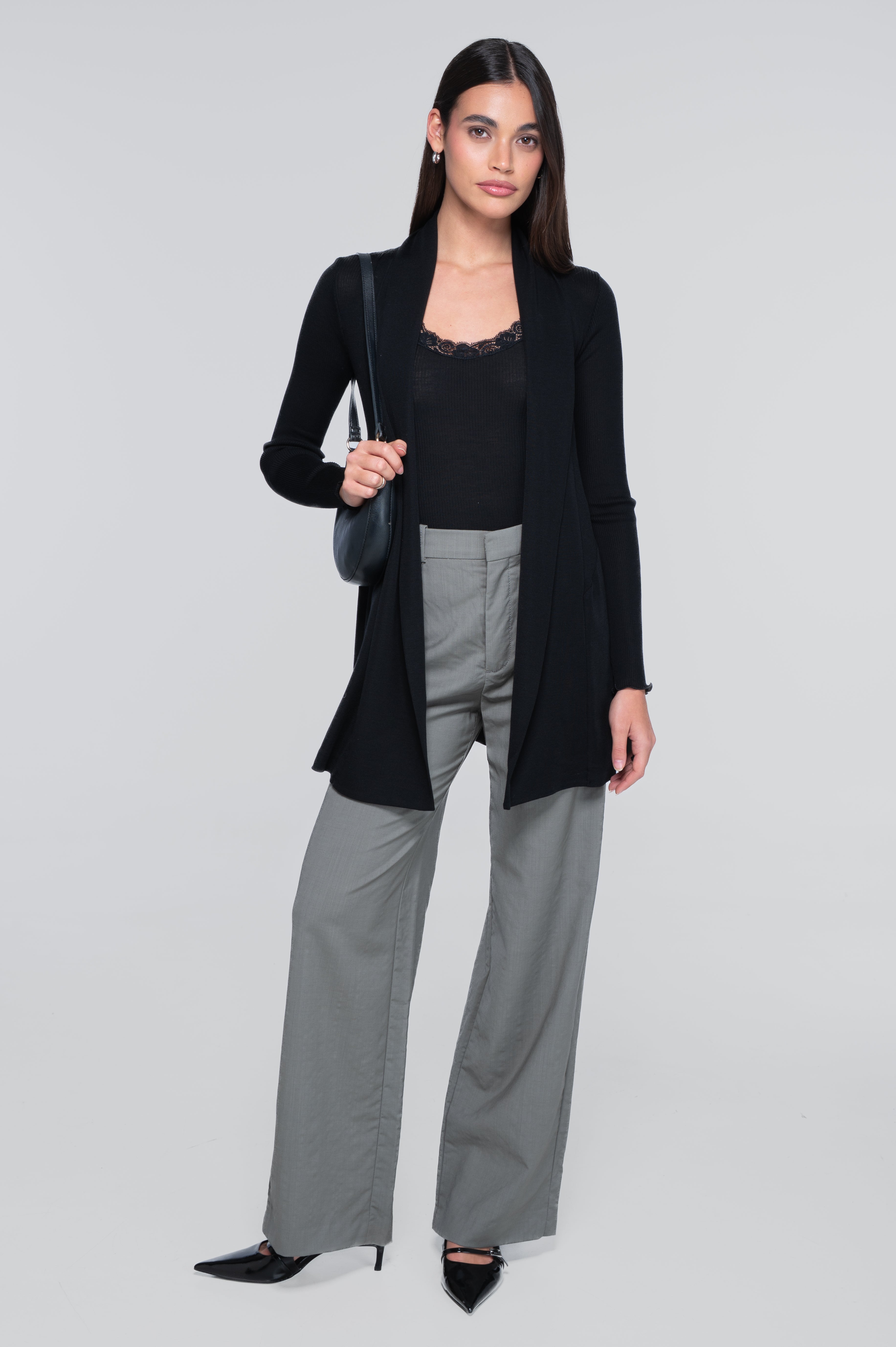 Wool and silk long sleeves cardigan 3463