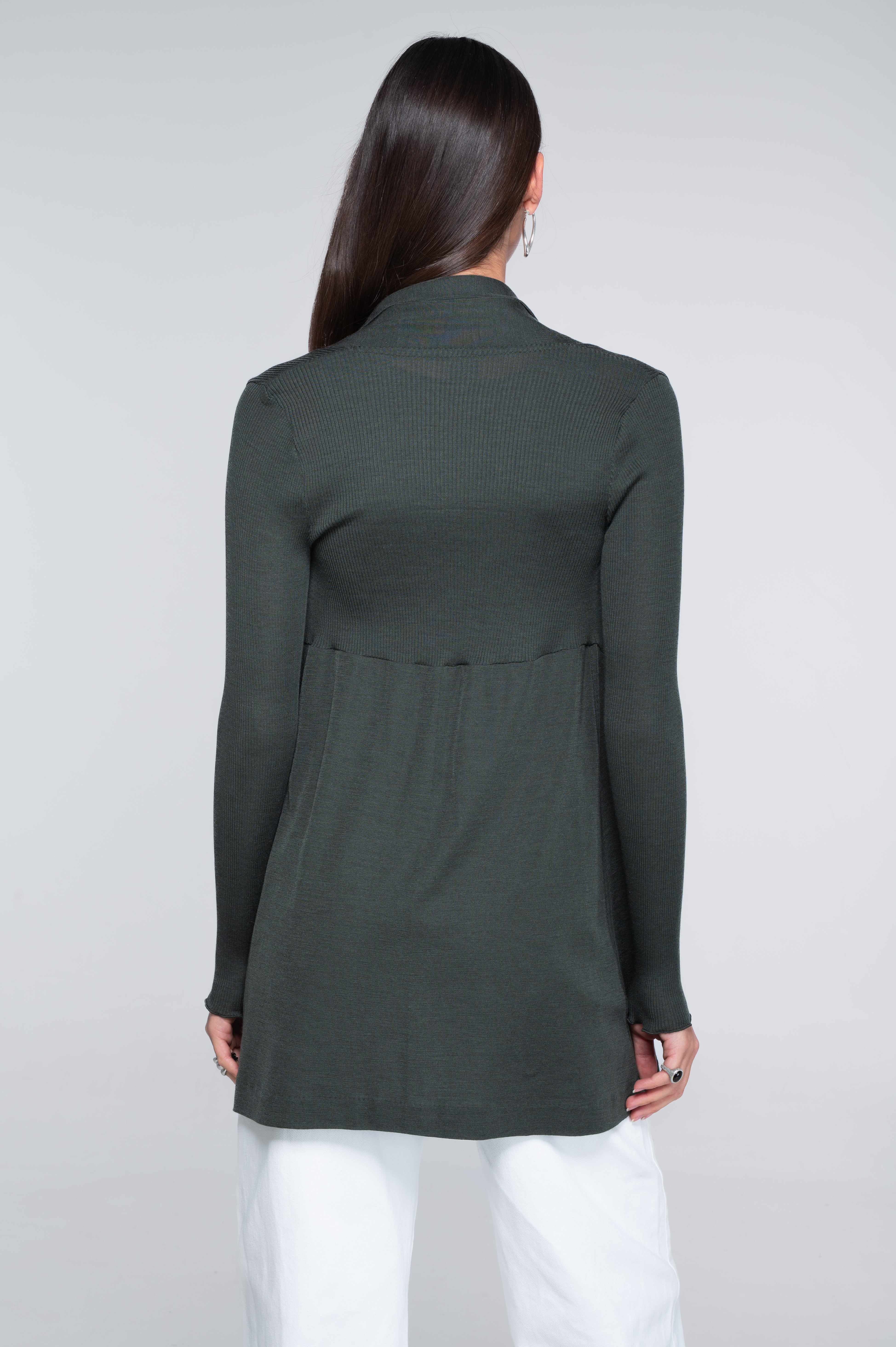 Wool and silk long sleeves cardigan 3463