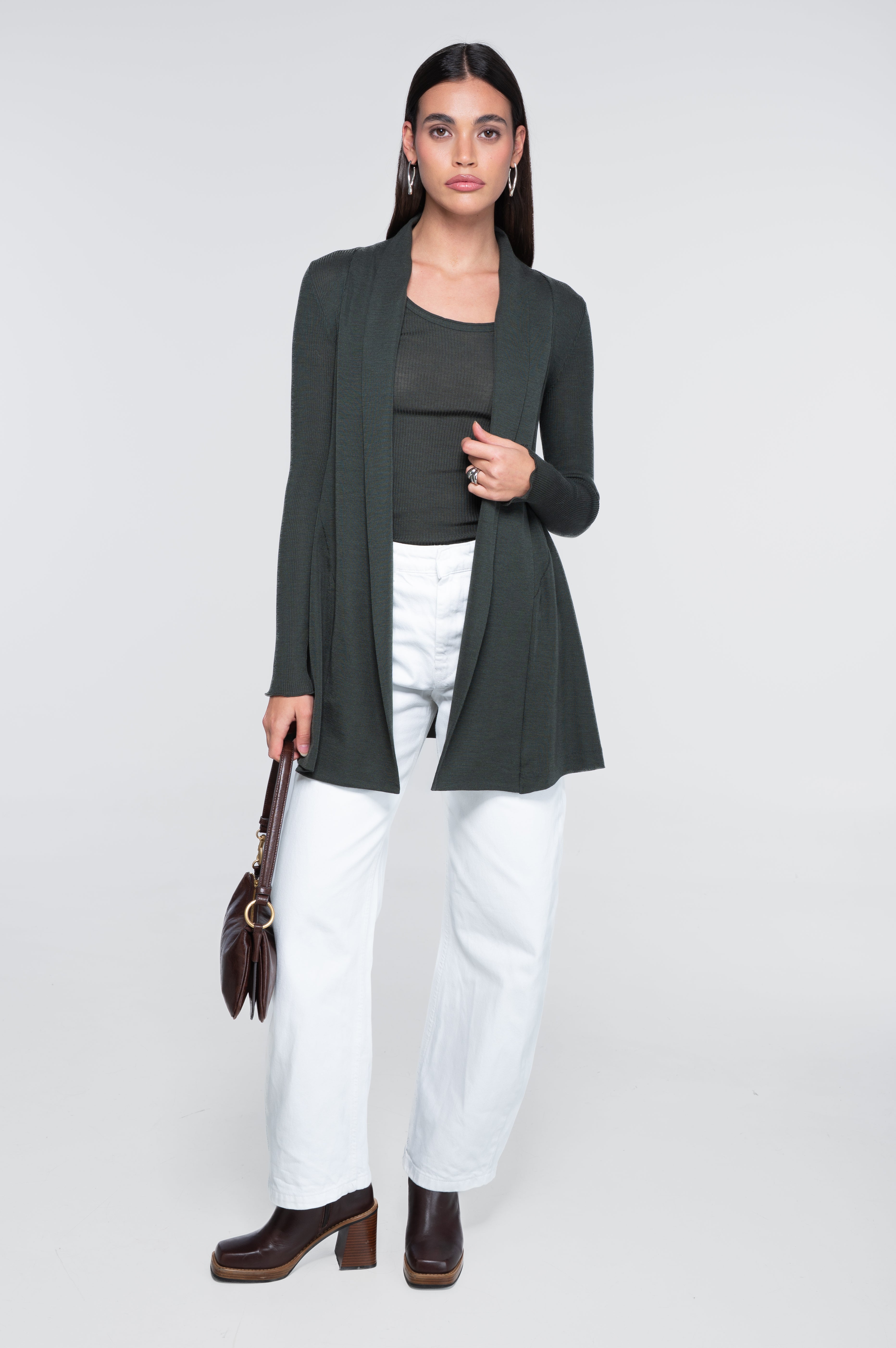 Wool and silk long sleeves cardigan 3463