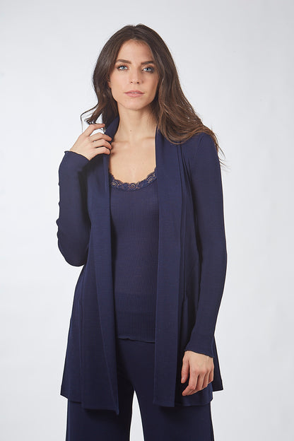 Long Cardigan in Wool and Silk 3463 - Oscalito