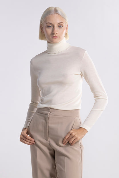 Long-Sleeved Turtleneck shirt in Wool and Silk flat fabric 3478 - Oscalito