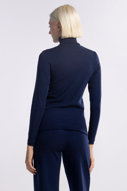 Long-Sleeved Turtleneck shirt in Wool and Silk flat fabric 3478 - Oscalito