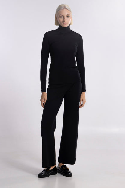 Long-Sleeved Turtleneck shirt in Wool and Silk flat fabric 3478 - Oscalito