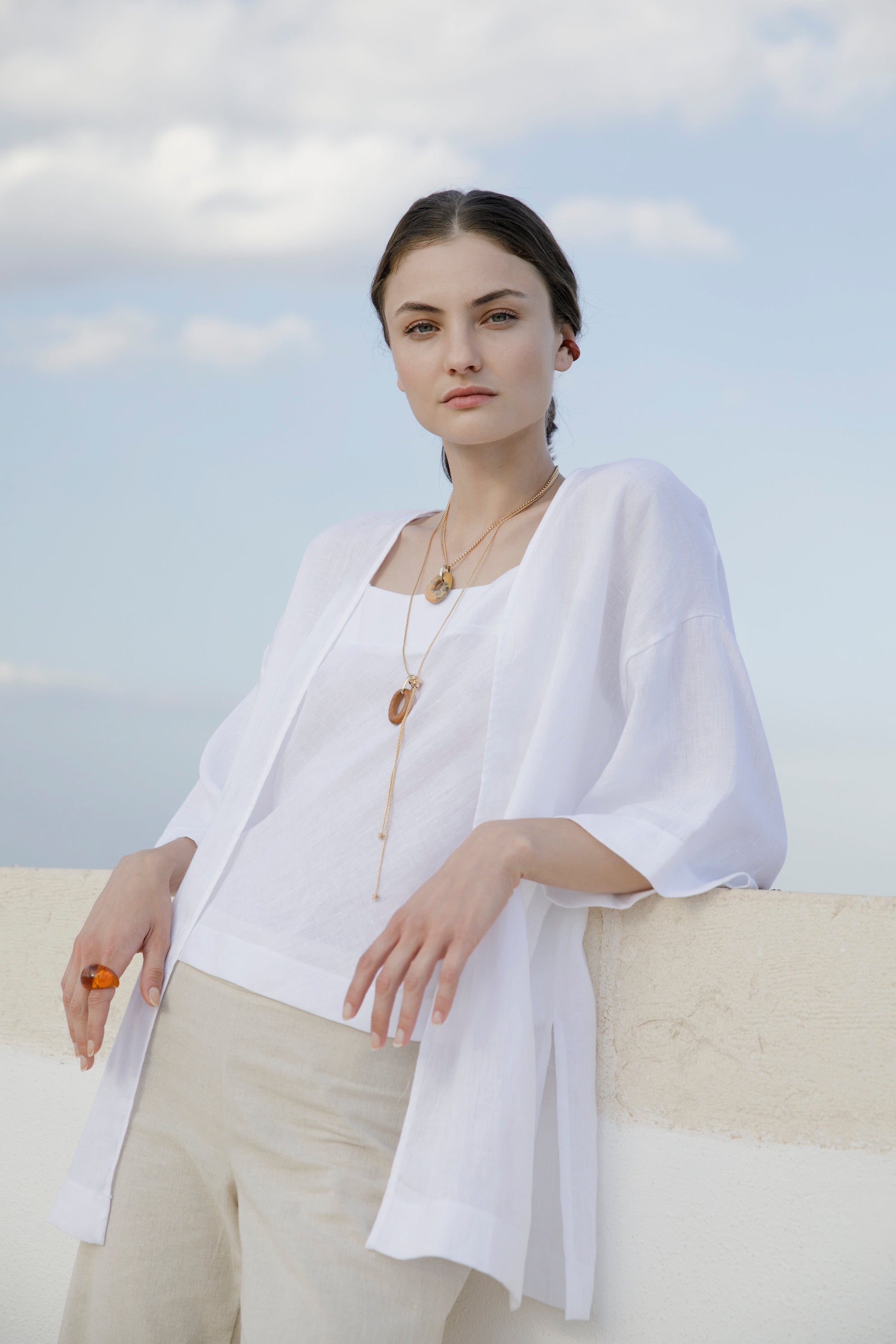 Flared linen camisole top 7552L