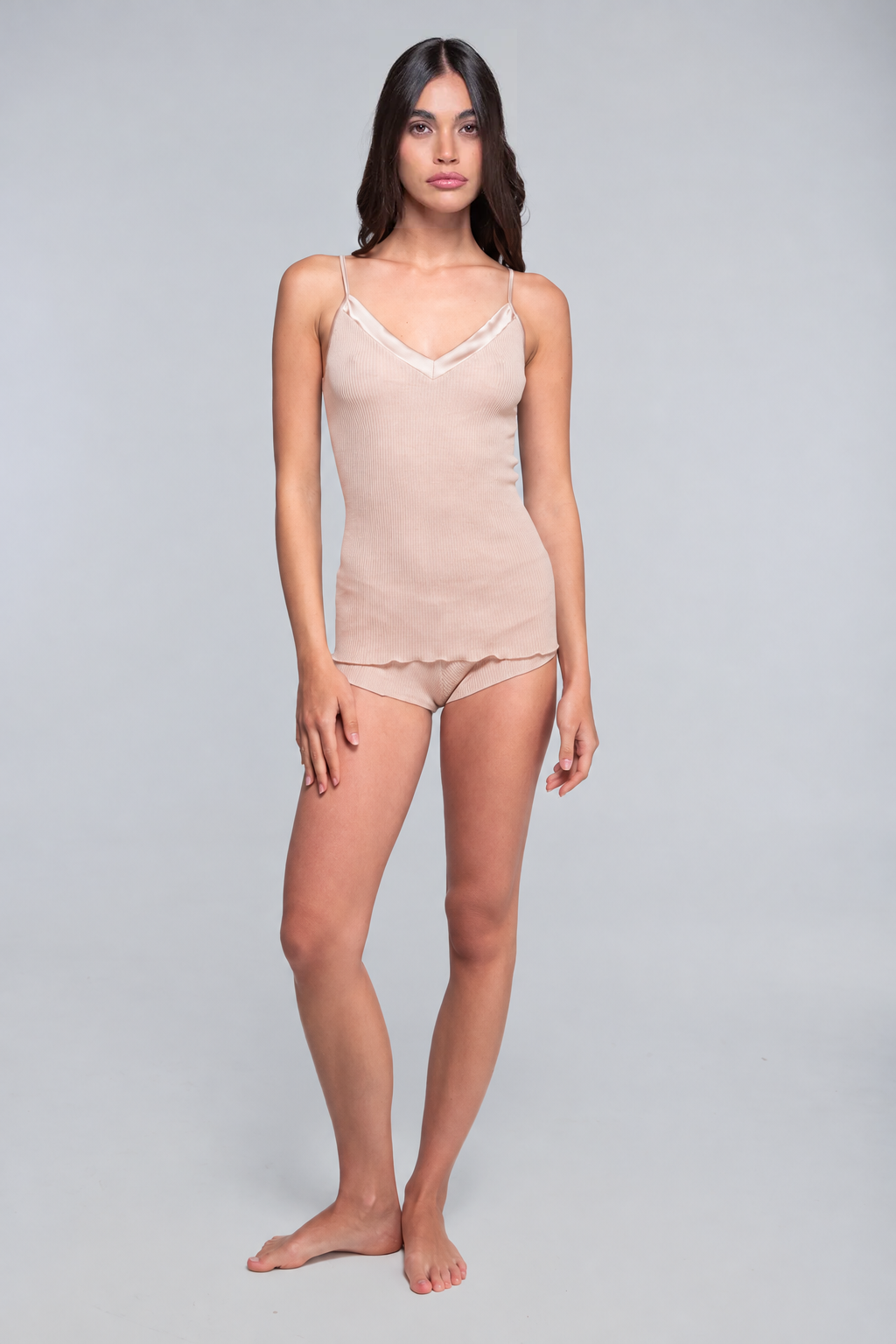 Elegance Satin Wool and Silk V neck camisole 4245