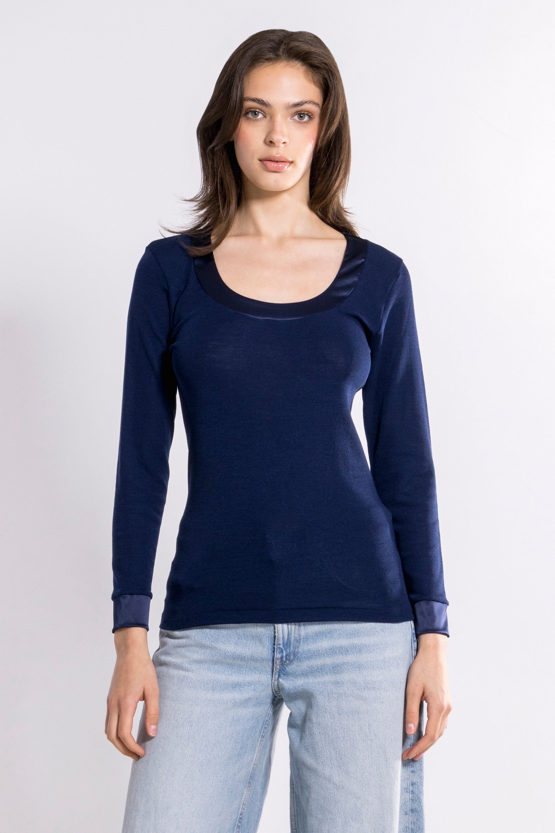 Longsleeves Woman Wool and Silk Shirt 4258 - Oscalito