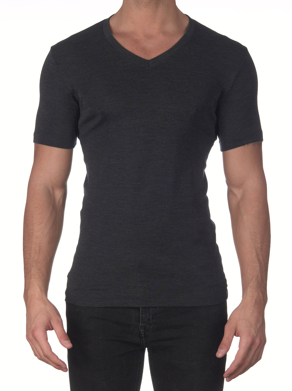 Wool and Silk V Neck T-Shirt 622 - Oscalito