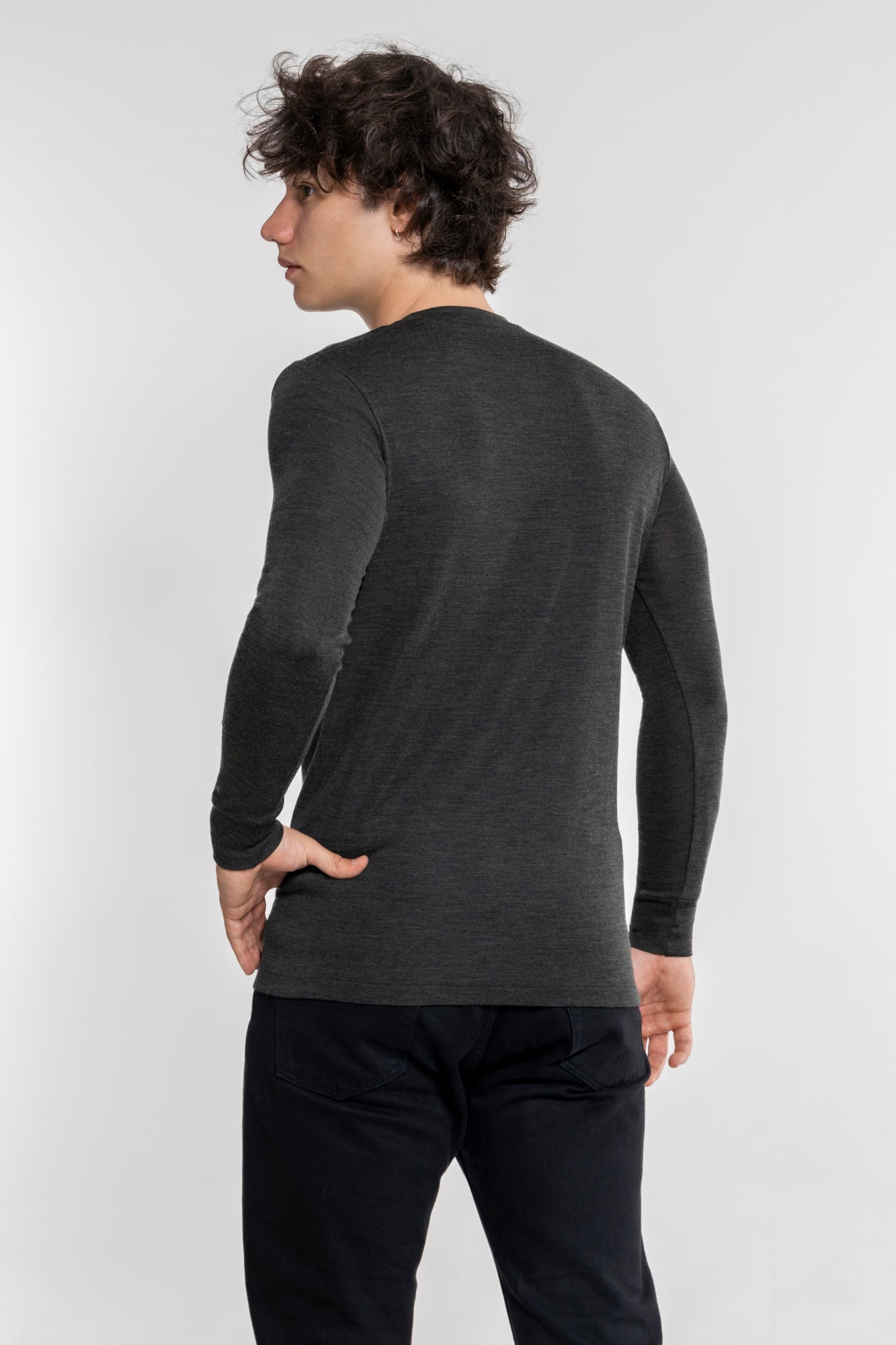 Men's long-sleeve wool and silk roundneck shirt 626