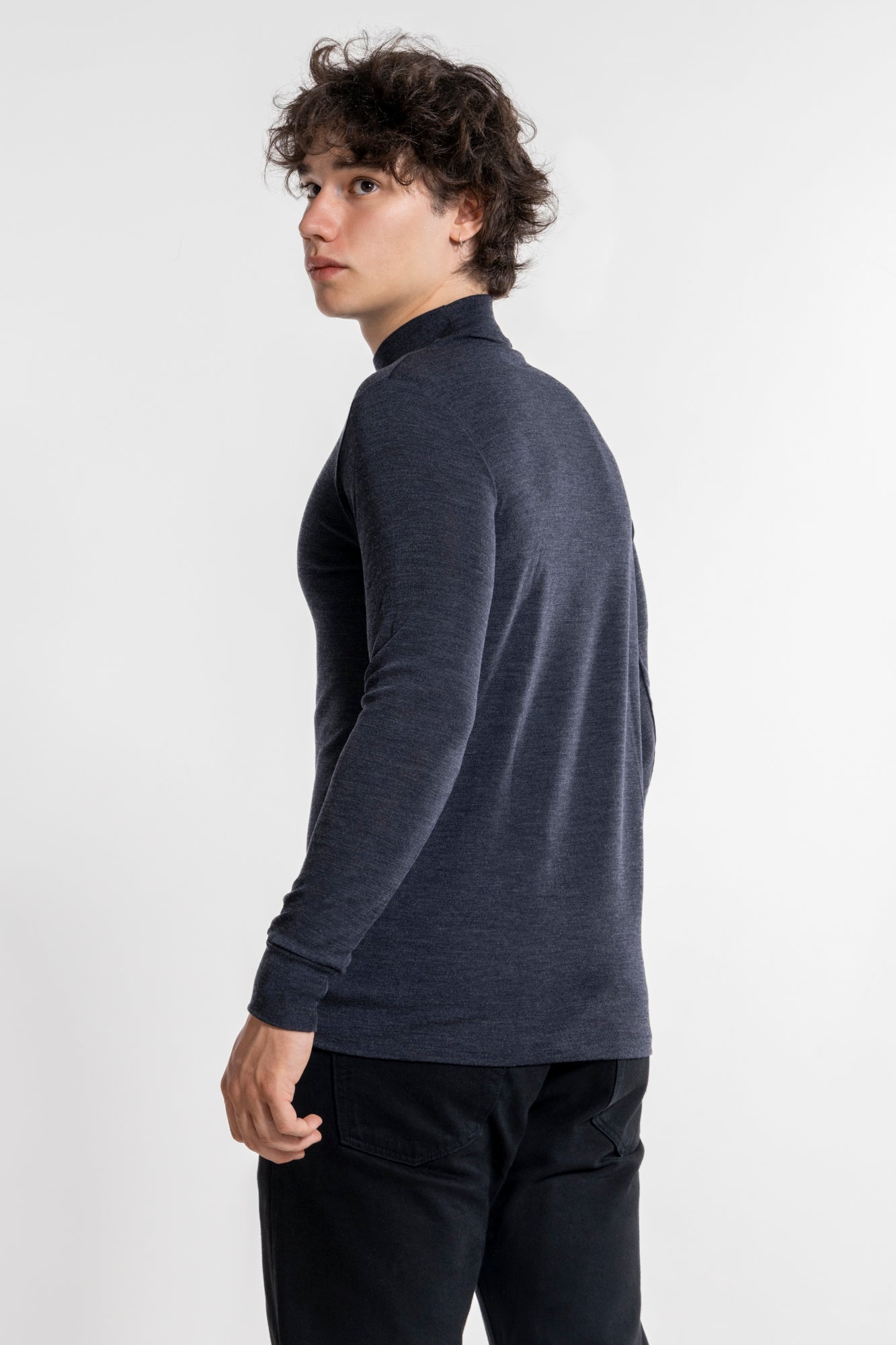 Men's mock turtleneck in wool and silk 628