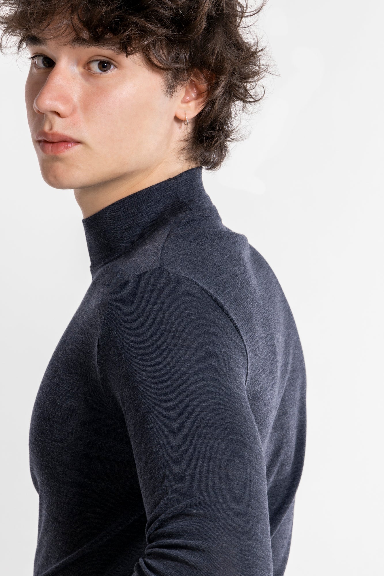 Men's mock turtleneck in wool and silk 628