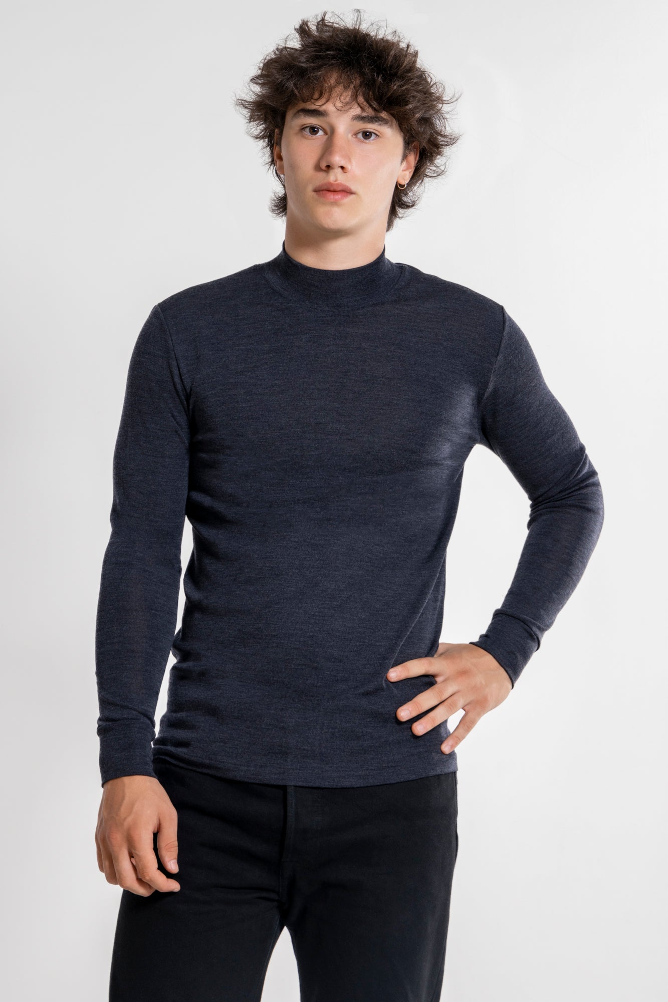 Mock Turtleneck in Wool and Silk 628 GREY 3