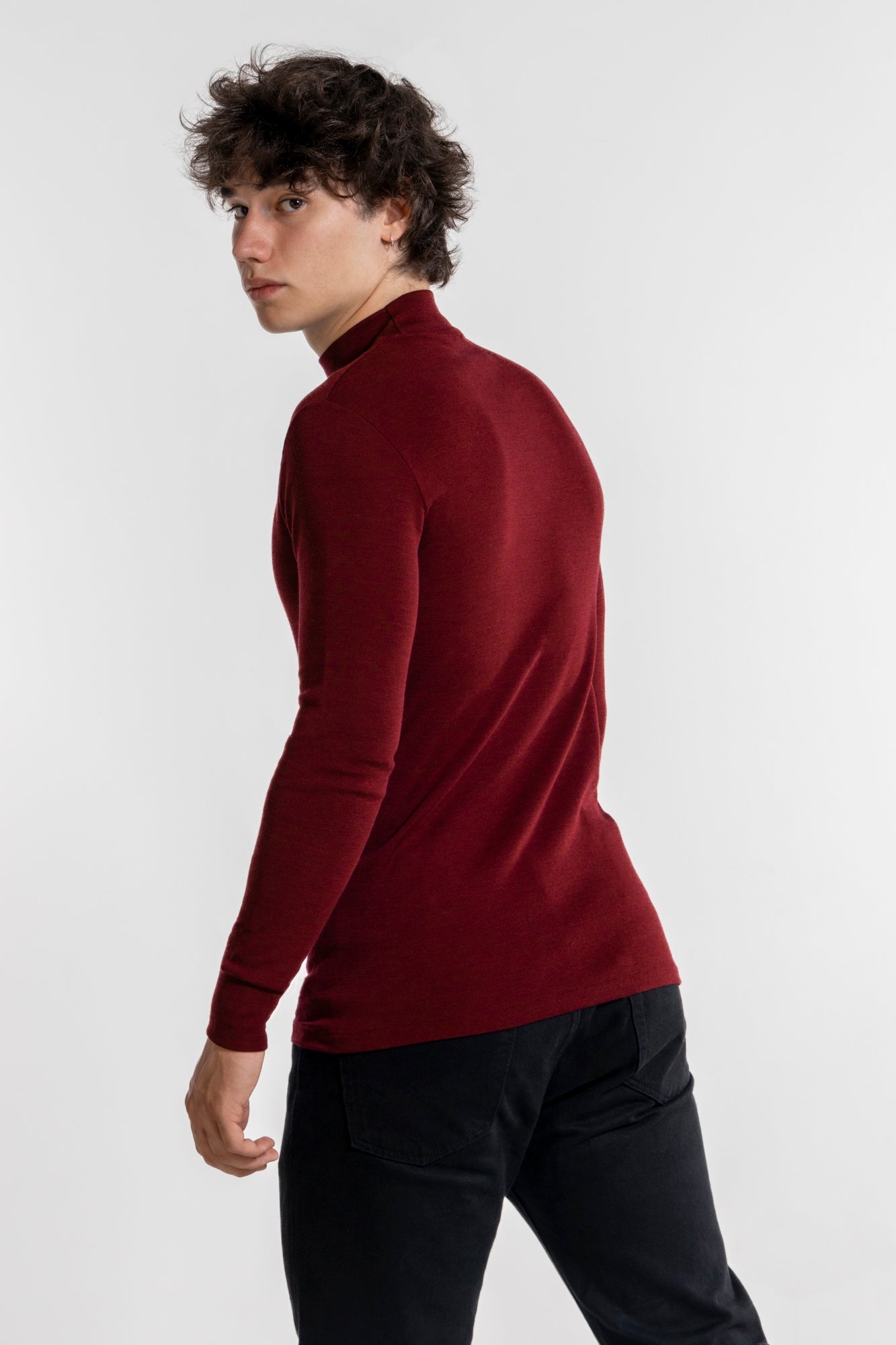 Men's mock turtleneck in wool and silk 628