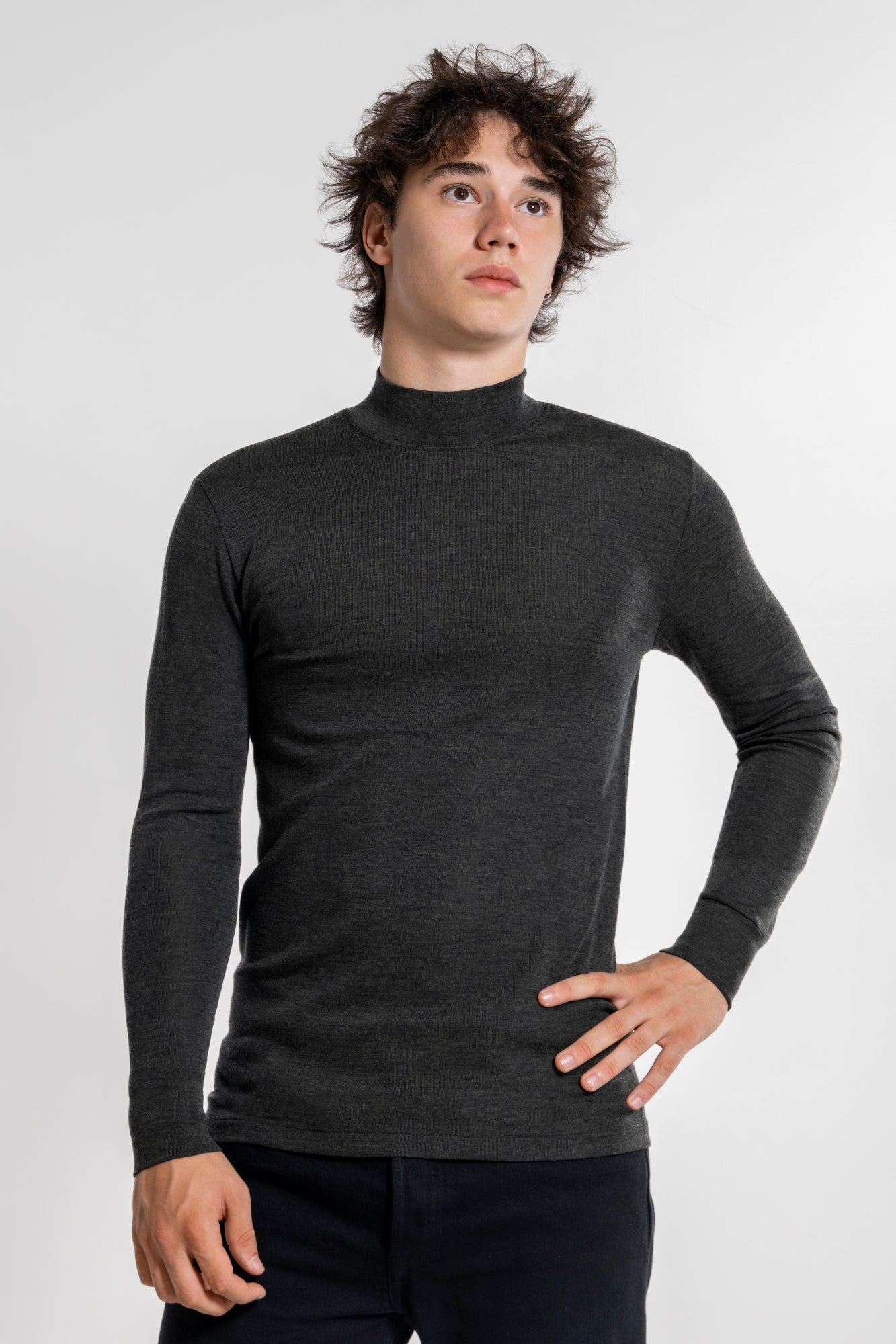 Men's mock turtleneck in wool and silk 628