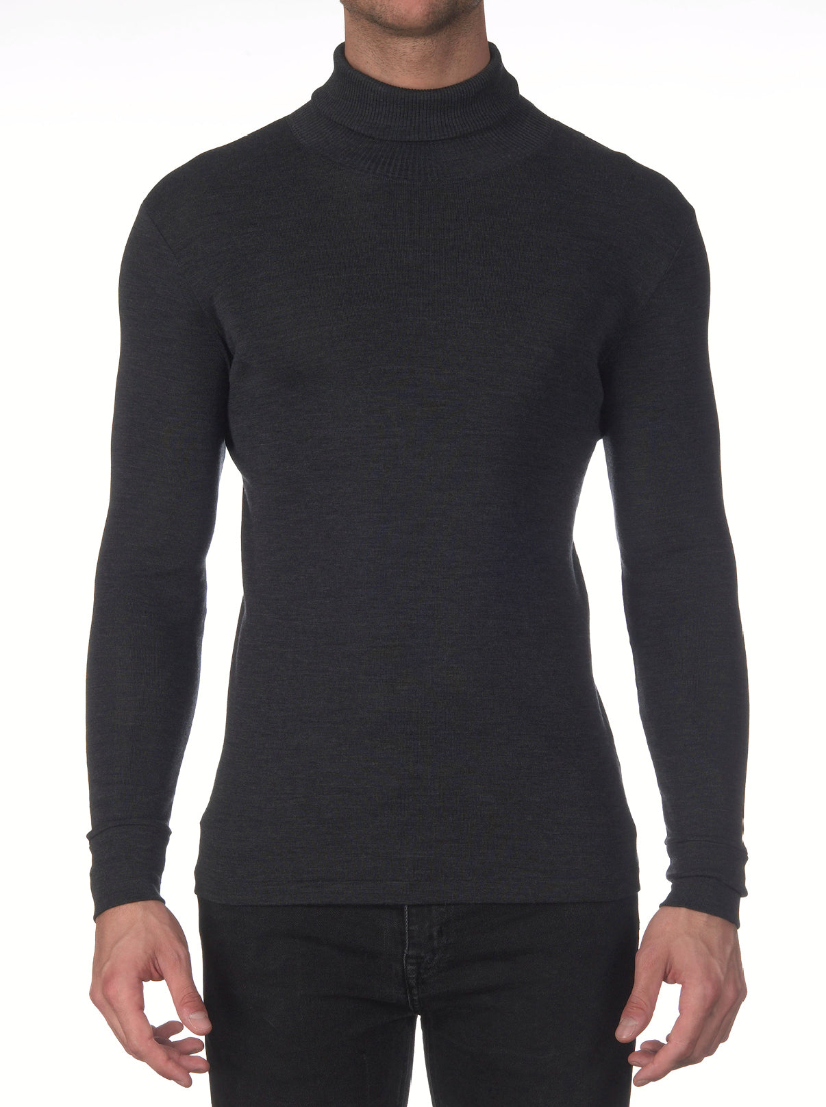 Dark grey man shirt in wool and silk