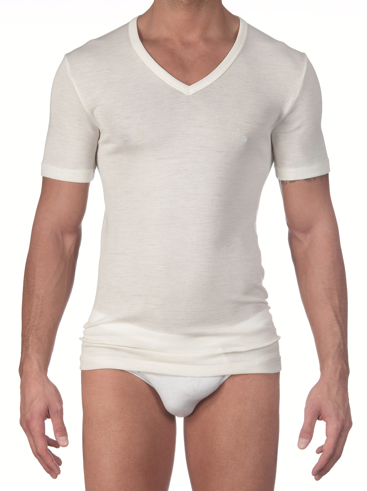 Merino Wool V-Neck T-Shirt 636 - Oscalito