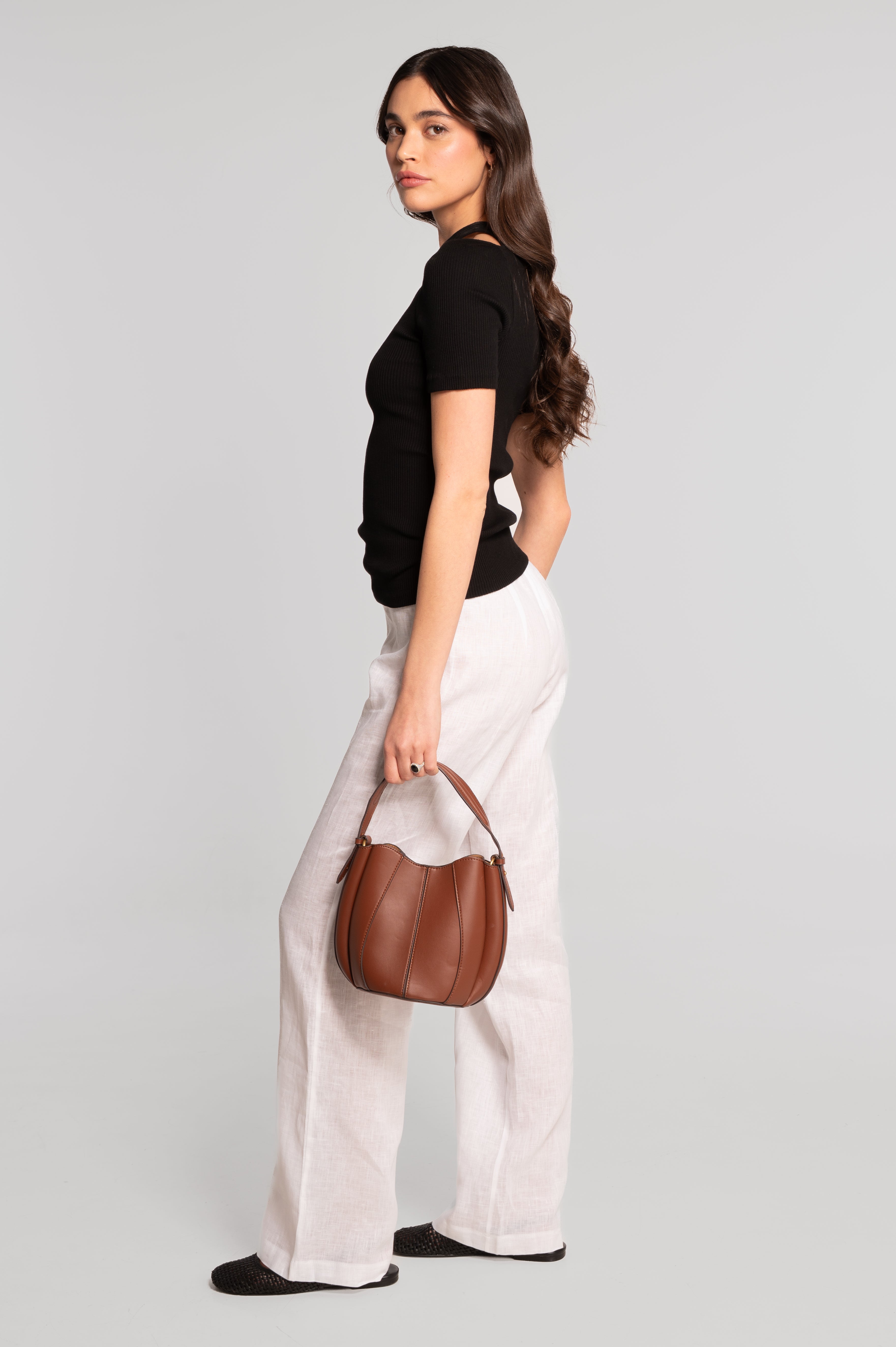 Cotton T-shirt with shoulder cut-outs 7154