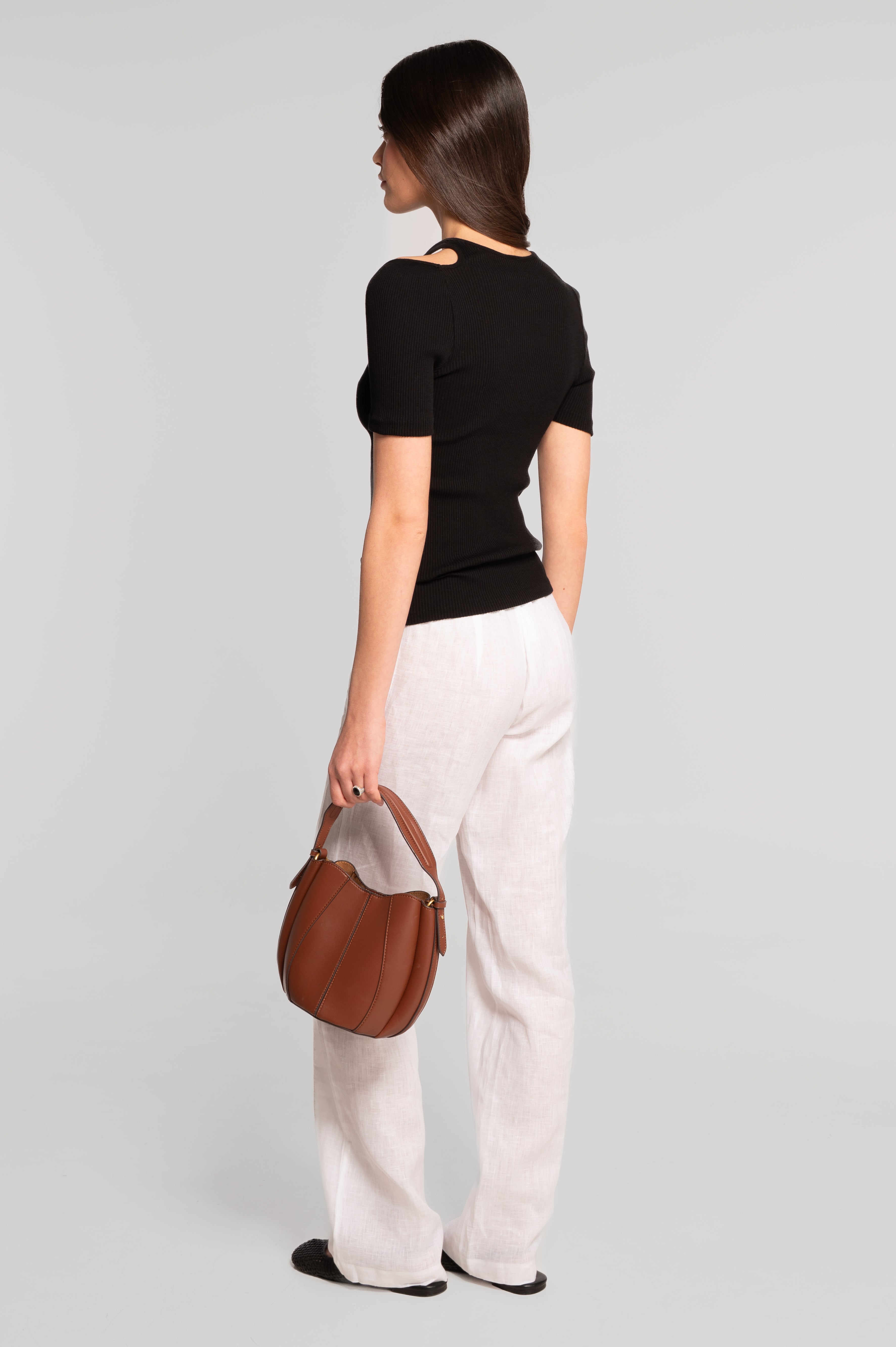 Cotton T-shirt with shoulder cut-outs 7154