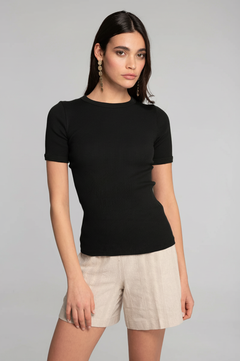 Cotton round neck T-shirt 7159